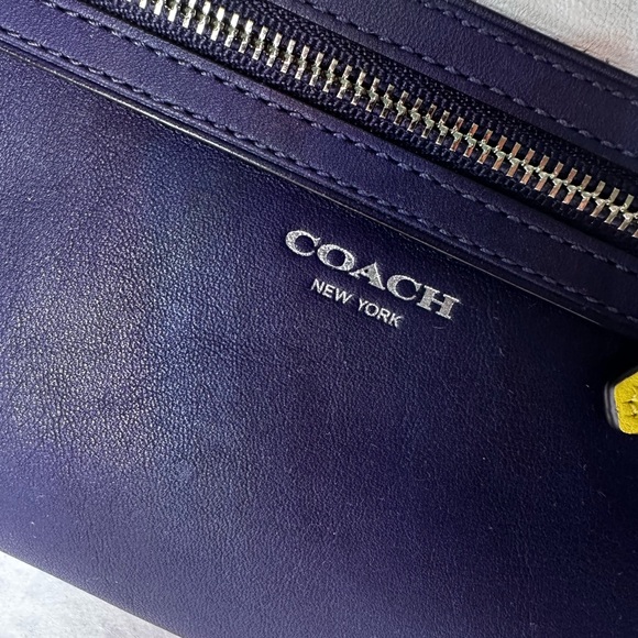 Coach Legacy Eggplant and Ivory Wristlet with Yellow Accent - Picture 5 of 16
